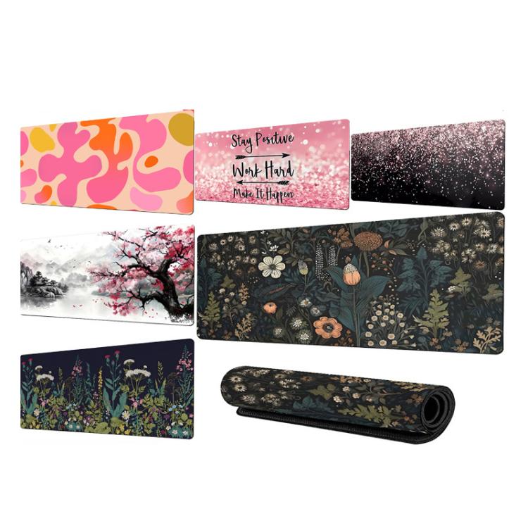 Flowers and Trees Themed Mouse Pad Desk Mat For Office/Gaming, 300x600x2mm, 300x600x3mm, 300x700x2mm, 300x700x3mm, 300x800x2mm, 300x800x3mm, 400x900x2mm, 400x900x3mm