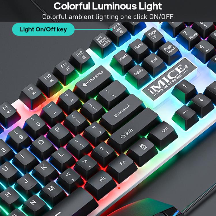 iMICE AN-350 Suspended Keycaps Mechanical Feeling Glowing Wired Gaming Keyboard and Mouse Set