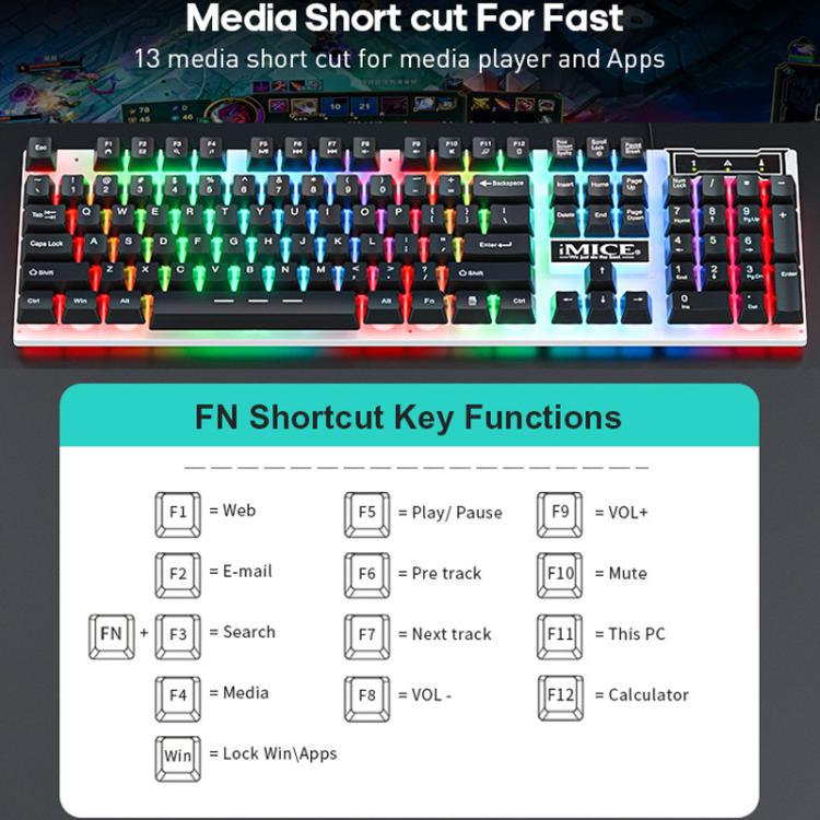 iMICE AN-350 Suspended Keycaps Mechanical Feeling Glowing Wired Gaming Keyboard and Mouse Set