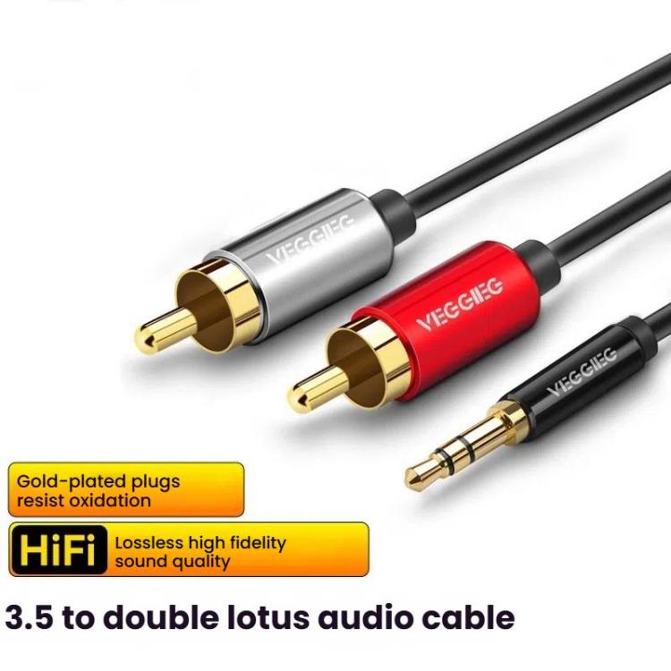 VEGGIEG 3.5mm 3.5 To 2RCA Audio Cable Cell Phone Computer Speaker Connection Cable, 1m, 1.5m, 2m, 3m, 5m, 8m, 10m