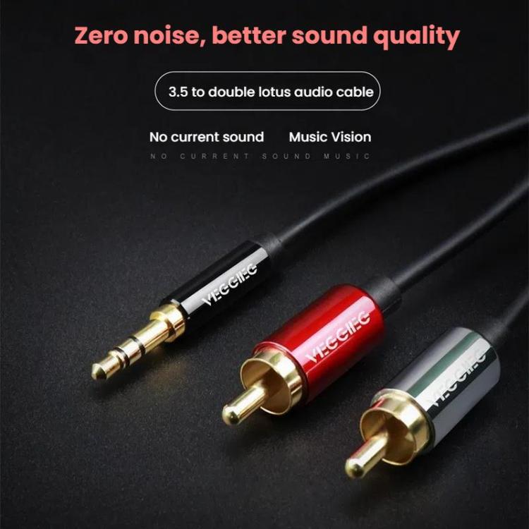 VEGGIEG 3.5mm 3.5 To 2RCA Audio Cable Cell Phone Computer Speaker Connection Cable, 1m, 1.5m, 2m, 3m, 5m, 8m, 10m