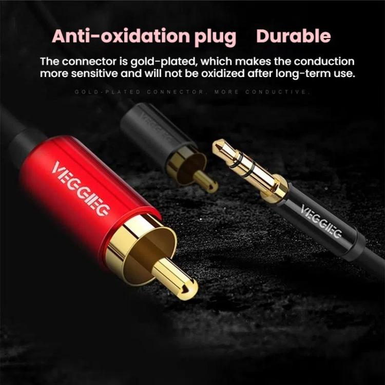 VEGGIEG 3.5mm 3.5 To 2RCA Audio Cable Cell Phone Computer Speaker Connection Cable, 1m, 1.5m, 2m, 3m, 5m, 8m, 10m