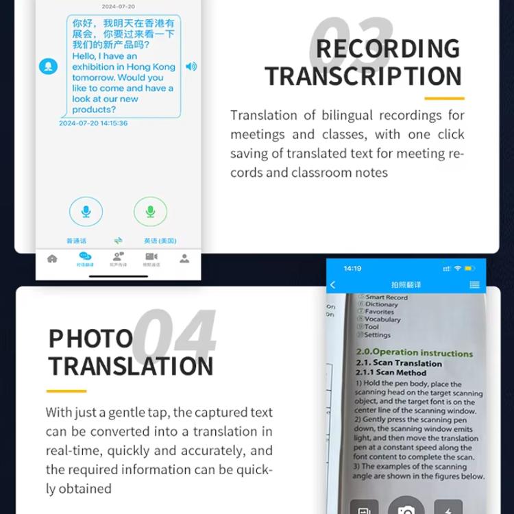 Multilingual Mini Translator Real-Time Voice To Text Translation For Travel, Business & Instant Chat, Basic Version, Upgraded Version
