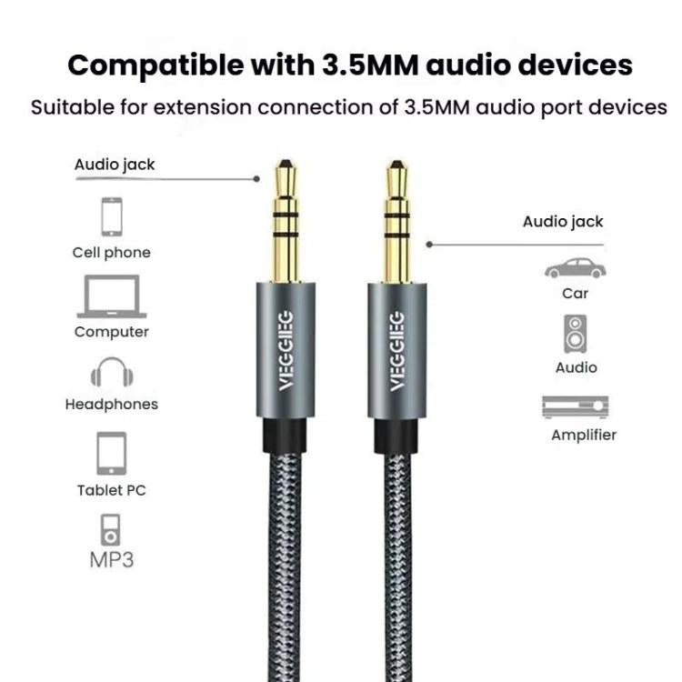 VegGieg Aux Car Audio Cable 3.5mm Male To Male Connection Cable For Phone Computer Stereo Amplifier Earphone, 1m, 2m, 3m, 5m