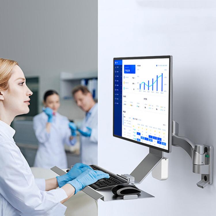 Monitor Bracket Industrial Equipment Cabinet Wall Mount All-In-One Stand Mouse Keyboard Bracket, WKS-1 21x60cm Tray Silver, WKS-1 21x60cm Tray Black, WKS-2 21x60cm Tray Silver, WKS-2 21x60cm Tray Black