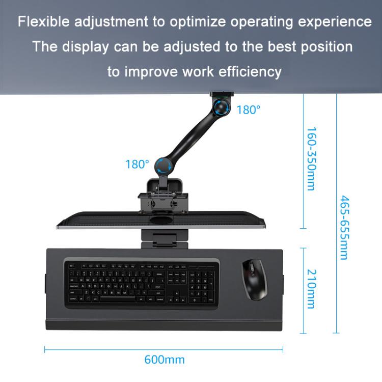 Monitor Bracket Industrial Equipment Cabinet Wall Mount All-In-One Stand Mouse Keyboard Bracket, WKS-1 21x60cm Tray Silver, WKS-1 21x60cm Tray Black, WKS-2 21x60cm Tray Silver, WKS-2 21x60cm Tray Black