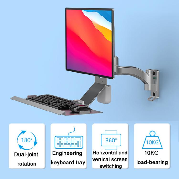 Monitor Bracket Industrial Equipment Cabinet Wall Mount All-In-One Stand Mouse Keyboard Bracket, WKS-1 21x60cm Tray Silver, WKS-1 21x60cm Tray Black, WKS-2 21x60cm Tray Silver, WKS-2 21x60cm Tray Black