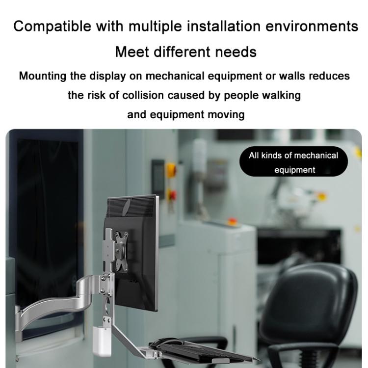 Monitor Bracket Industrial Equipment Cabinet Wall Mount All-In-One Stand Mouse Keyboard Bracket, WKS-1 21x60cm Tray Silver, WKS-1 21x60cm Tray Black, WKS-2 21x60cm Tray Silver, WKS-2 21x60cm Tray Black