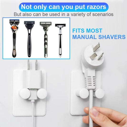 3pcs /Pack Wall-Mounted No-Drill Shaver Organizer Manual/Safety Razor Hook