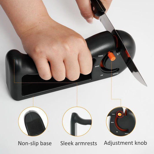 4-in-1 Rotating Knife Sharpener with Coarse/Medium/Fine/Serrated Modes for Kitchen Knives, Scissors, Tools