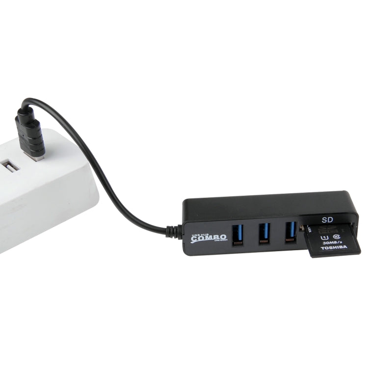 2 in 1 USB 2.0 480Mbps 3 Ports HUB COMBO + Micro SD / T-FLASH SD / SDHC / SDXC Card Reader for Windows XP / Vista / 8.1 / 7 / 8, MAC, etc, USB 2.0 (White), USB 2.0 (Black)