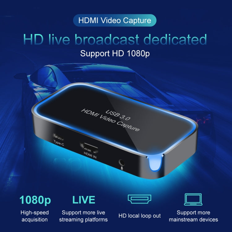 CK200 1080P HDMI + Microphone to HDMI + Audio + USB 3.0 HD Video Capture Card Device, Support UVC / UAC / MAC