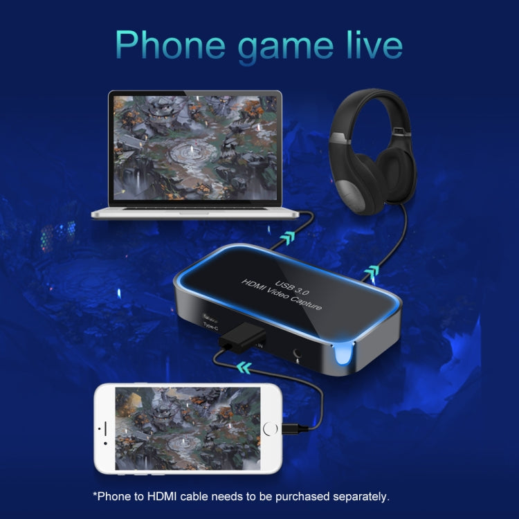 CK200 1080P HDMI + Microphone to HDMI + Audio + USB 3.0 HD Video Capture Card Device, Support UVC / UAC / MAC