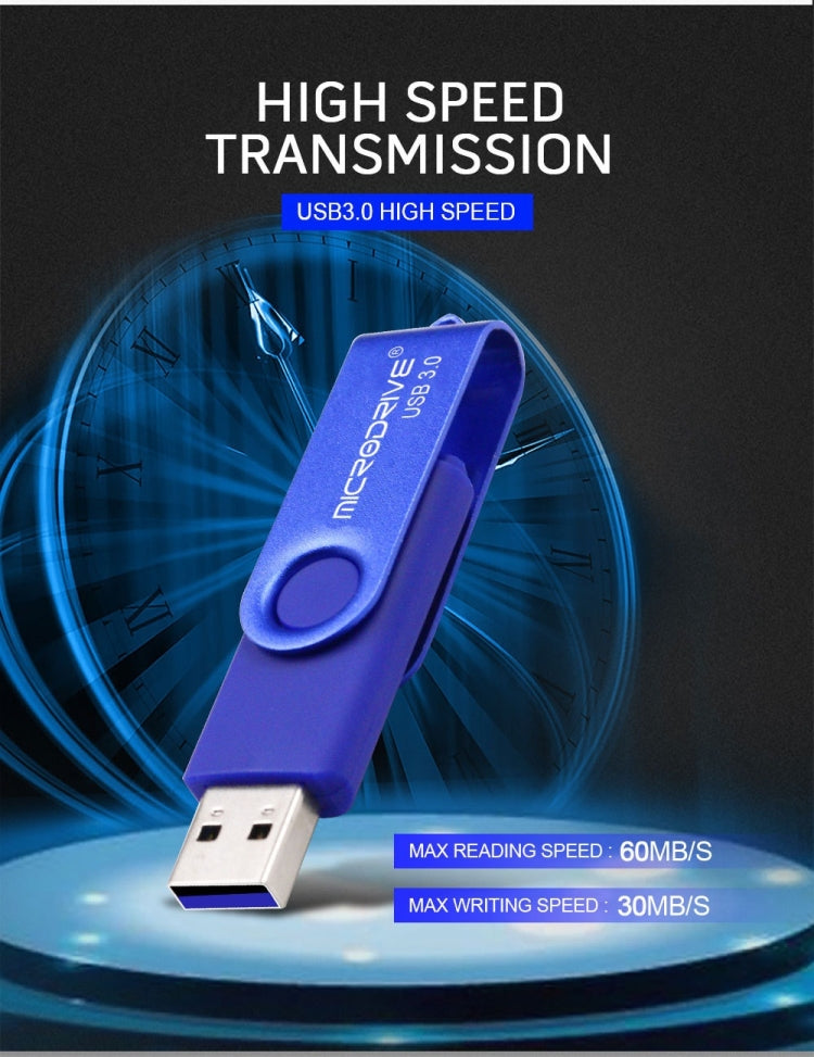قرص تخزين دوار معدني مزدوج الاستخدام، سعة 16 جيجابايت، بمنفذ USB 3.0، مناسب للهواتف الذكية وأجهزة الكمبيوتر التي تعمل بنظام أندرويد