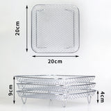 3-Layer Square Air Fryer Steam & Dehydration Rack – Stackable Stainless Steel Cooking Accessory