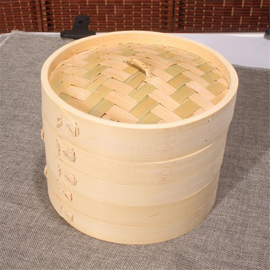 Xiaolongbao Bamboo Steamer Household Steamed Dumpling Cage Drawer Multi Layer Deepened Bamboo Steaming Rack, Size:10cm Cover
