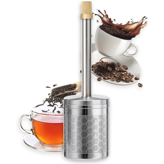 Stainless Steel Push-Type Coffee Brewing Filter – Reusable & Eco-Friendly