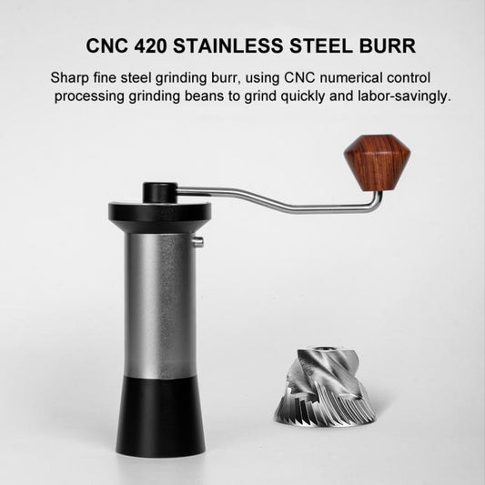Manual Coffee Grinder with 5-Claw 420 Stainless Steel Burr External Click Adjustable Grind Settings(Silver Black)