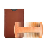 TW-BC90 Wooden Beard Comb – Double-Sided Beard & Mustache Comb with PU Leather Case for Men’s Grooming