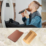 TW-BC90 Wooden Beard Comb – Double-Sided Beard & Mustache Comb with PU Leather Case for Men’s Grooming