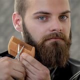 TW-BC90 Wooden Beard Comb – Double-Sided Beard & Mustache Comb with PU Leather Case for Men’s Grooming