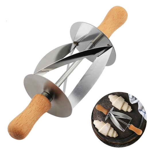 Stainless Steel Croissant Cutter Roller – Professional Pastry Dough Cutting Tool for Perfect Croissants (Silver)
