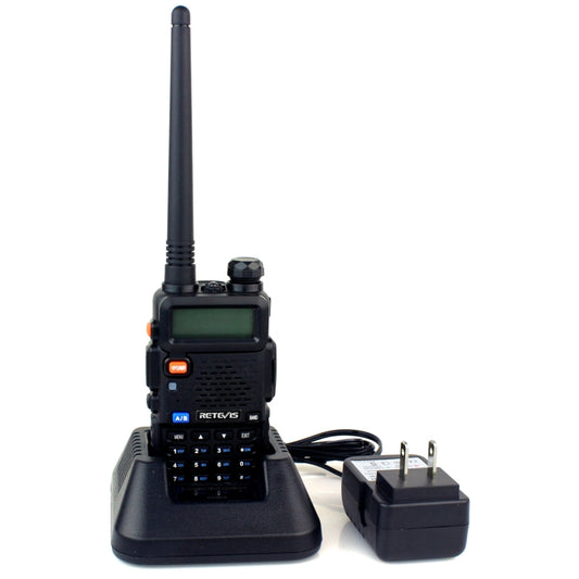 جهاز لاسلكي محمول RETEVIS RT-5R بتردد 400-520 ميجاهرتز + 136-174 ميجاهرتز 128CHS بمنفذ USB ثنائي القطع، قابس USB، قابس الاتحاد الأوروبي، قابس المملكة المتحدة