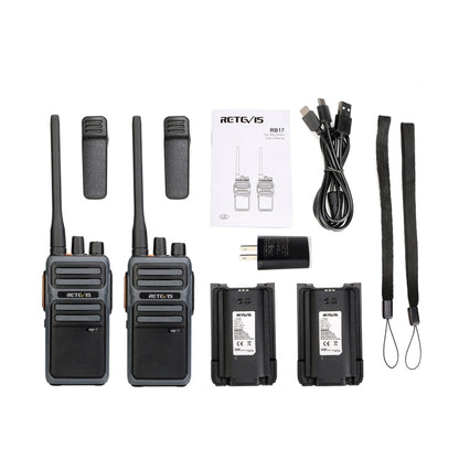 1 Pair RETEVIS RB17 462.5500-462.7250MHz 16CHS FRS License-free Two Way Radio Handheld Walkie Talkie, US Plug, RB17
