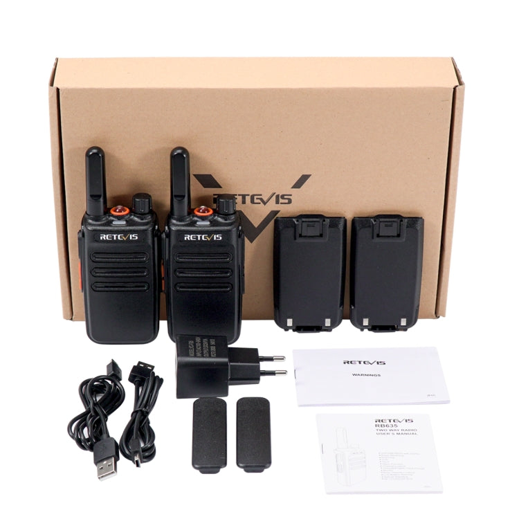1 Pair RETEVIS RB635 0.5W EU Frequency PMR446 16CHS License-free Two Way Radio Handheld Walkie Talkie, RB635