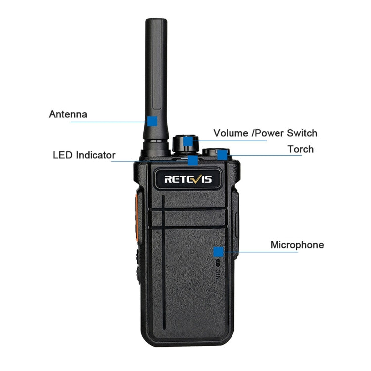 جهاز لاسلكي RETEVIS RB637 EU Frequency PMR446 16CHS بدون ترخيص، لاسلكي ثنائي الاتجاه، لاسلكي محمول بتقنية البلوتوث، RB637