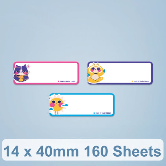 ورق ملصقات الطباعة الحرارية لـ NiiMbot D101 / D11، 14 × 40 مم 160 ورقة Easy Day، 14 × 40 مم 160 ورقة Animals، 14 × 40 مم 160 ورقة Cute Animals، 14 × 40 مم 160 ورقة Cute Baby، 14 × 40 مم 160 ورقة Arrow Direction