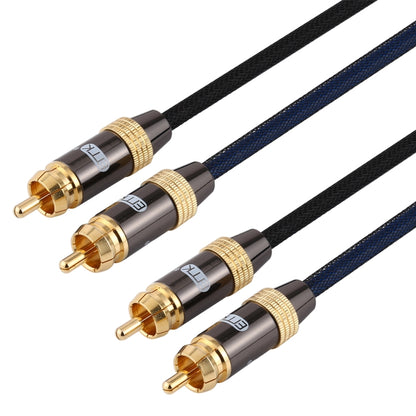 كابل صوت محوري مضفر من النايلون مطلي بالذهب من EMK، مكون من 2 × RCA ذكر إلى 2 × RCA ذكر، للتلفزيون / مكبر الصوت / المسرح المنزلي / DVD، بطول 1 متر، 1.5 متر، 2 متر، 3 متر، 5 متر