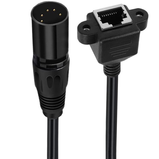 كابل صوت XLR 5 سنون ذكر إلى RJ45 أنثى، الطول: 30 سم، ذكر إلى RJ45 أنثى