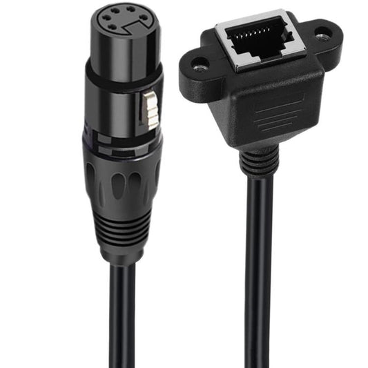 كابل صوت XLR 5 سنون أنثى إلى RJ45 أنثى، الطول: 30 سم، أنثى إلى RJ45