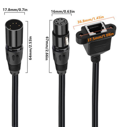 XLR 5 Pin Female to RJ45 Female Audio Cable, Length: 30cm, Female to RJ45