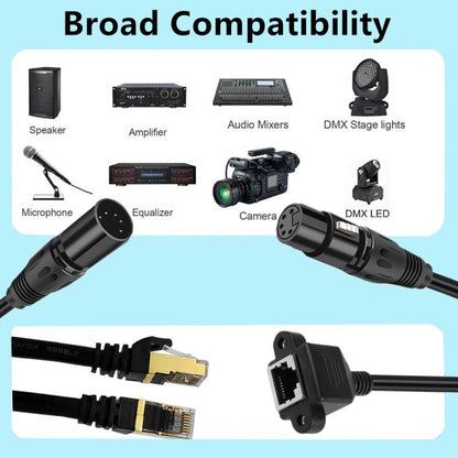 XLR 5 Pin Female to RJ45 Female Audio Cable, Length: 30cm, Female to RJ45
