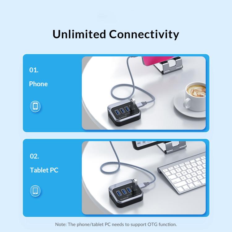 موزع إرساء ORICO M3U3-4A 4 في 1 من النوع C إلى USB 3.2، M3U3-4A