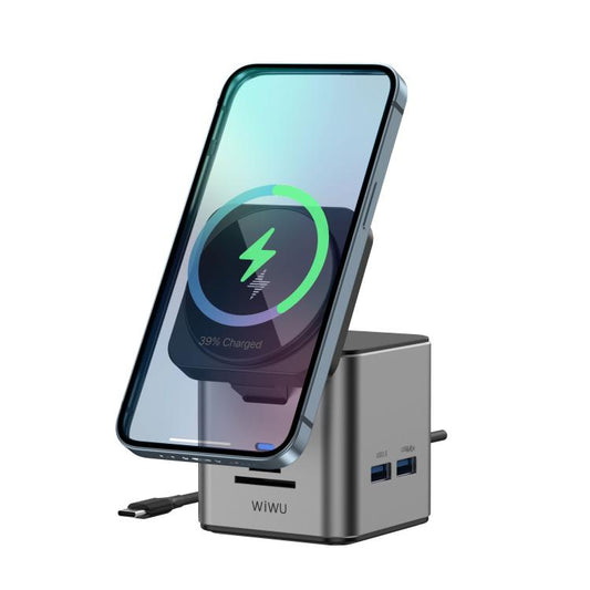 WiWU Wi-W025 9 in 1 HUB Docking Station Magnetic 15W Wireless Charger