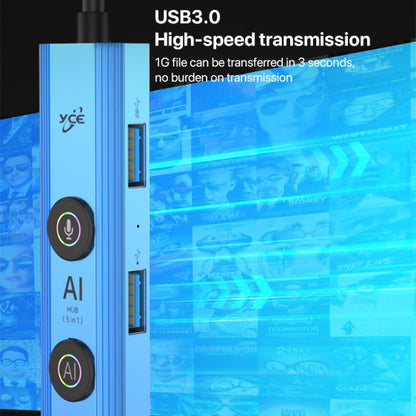 YCE V295B 5 in 1 USB3.0 / Type-C HUB Adapter AI Docking Station, V295B