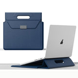 Handle Portable Laptop Briefcase PU Leather Laptop Sleeve with Foldable Stand