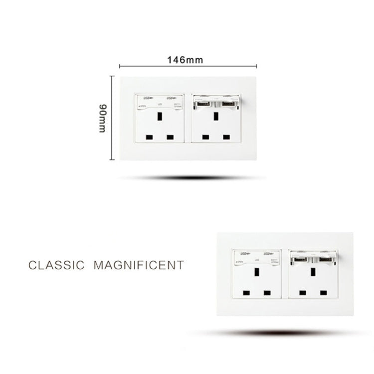 86 Type Three Hole USB Power Socket, UK Plug