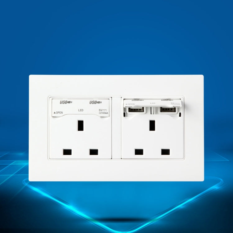 86 Type Three Hole USB Power Socket, UK Plug