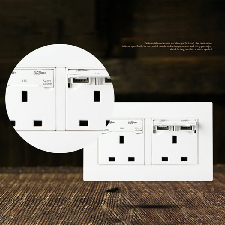 86 Type Three Hole USB Power Socket, UK Plug