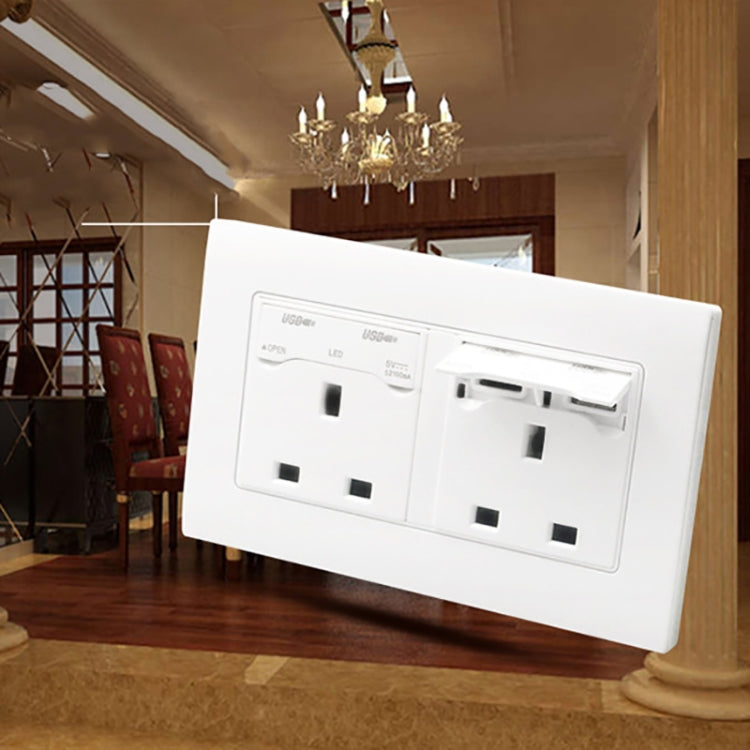 86 Type Three Hole USB Power Socket, UK Plug