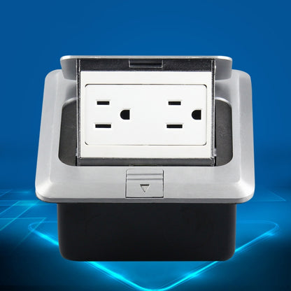 Hidden Pop-up Aluminum Alloy Computer Floor Socket with Cover Bottom Box, US Plug