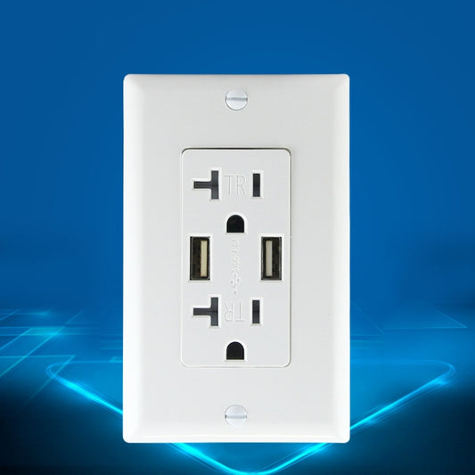 مفتاح مقبس طاقة مزدوج التوصيل للكمبيوتر الشخصي مع USB، قابس أمريكي، مقبس حماية من التسرب UL 15A أبيض مربع، حماية من التسرب 15A
