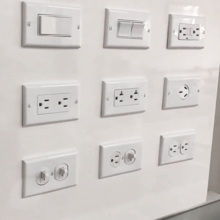 PC Double-connection Power Socket Switch with USB, US Plug, Square White UL 20A Leakage Protection Socket, 20A Leakage Protection