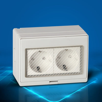 Outdoor IP55 Waterproof Double-connection Socket, EU Plug