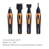 SPORTSMAN 4-in-1 Rechargeable Electric Nose & Ear Hair Trimmer, Beard Shaver, Eyebrow & Face Grooming Kit for Men – EU Plug (Gold)