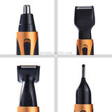 SPORTSMAN 4-in-1 Rechargeable Electric Nose & Ear Hair Trimmer, Beard Shaver, Eyebrow & Face Grooming Kit for Men – EU Plug (Gold)